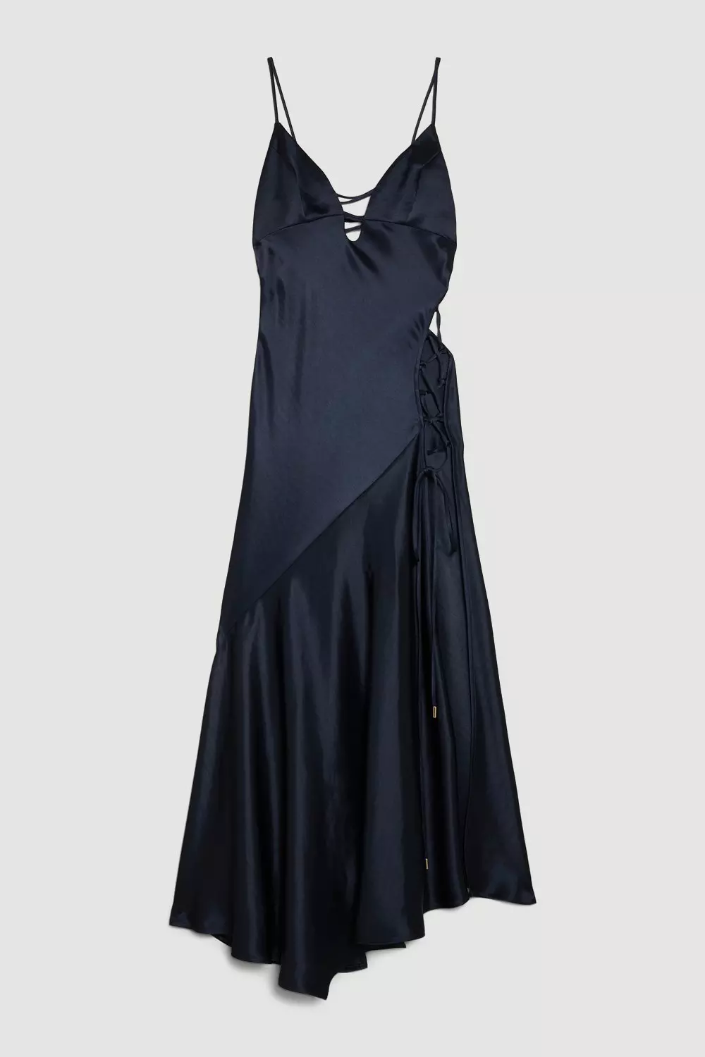 OOTO LONDON Satin Strappy Lace Up Maxi Dress | Karen Millen
