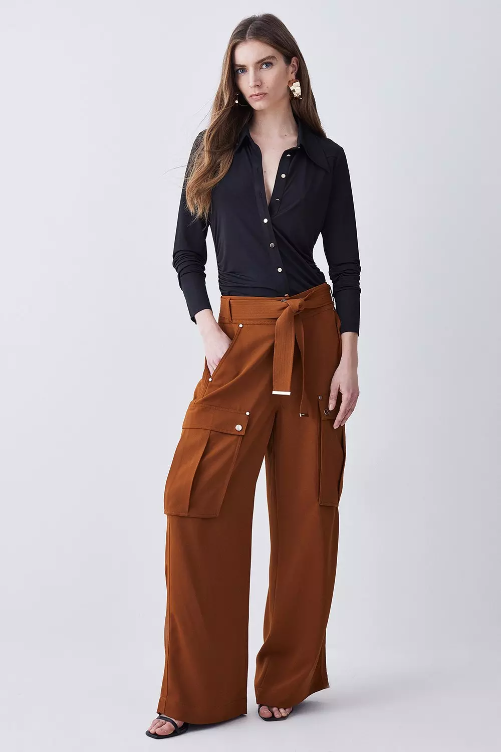 Chocolate Soft Tailored Pocket Cargo Trouser  alternative image