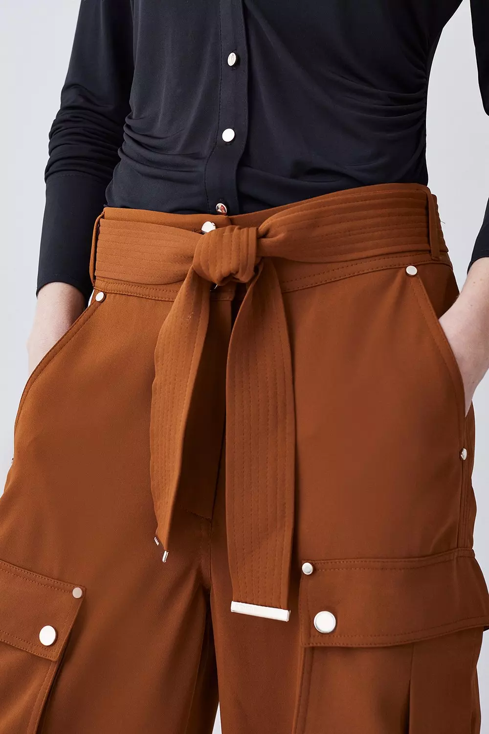 Chocolate Soft Tailored Pocket Cargo Trouser  alternative image