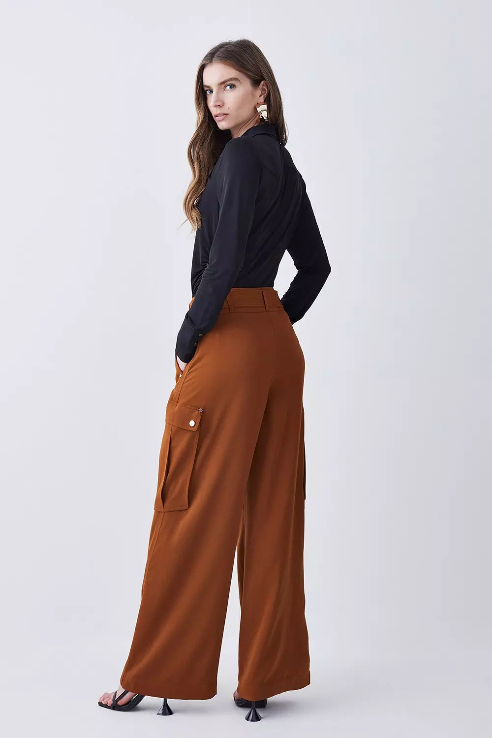 Chocolate Soft Tailored Pocket Cargo Trouser  alternative image