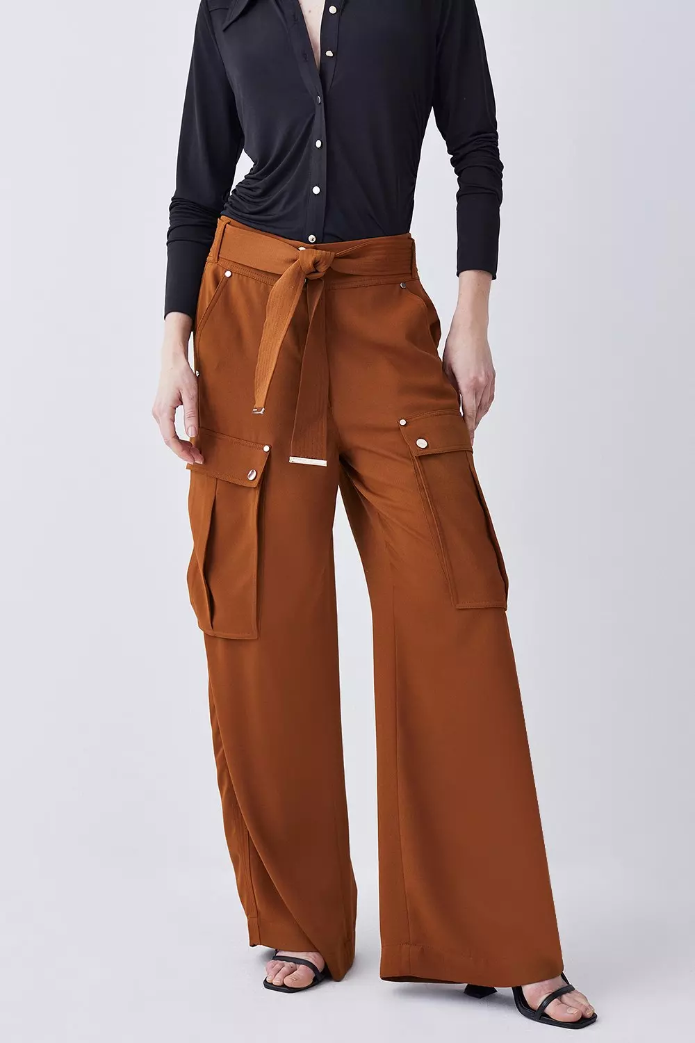 Chocolate Soft Tailored Pocket Cargo Trouser  alternative image