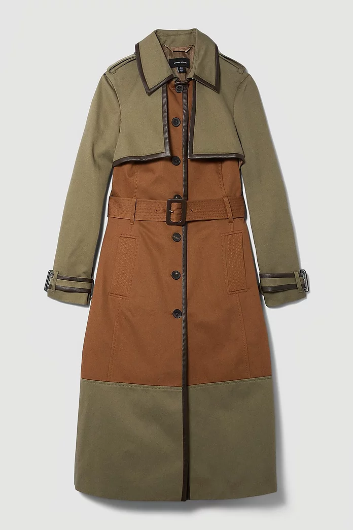 Lydia Millen Cotton Colourblock Trench Coat | Karen Millen Lydia Millen Cotton Colourblock Trench Coat | Karen Millen