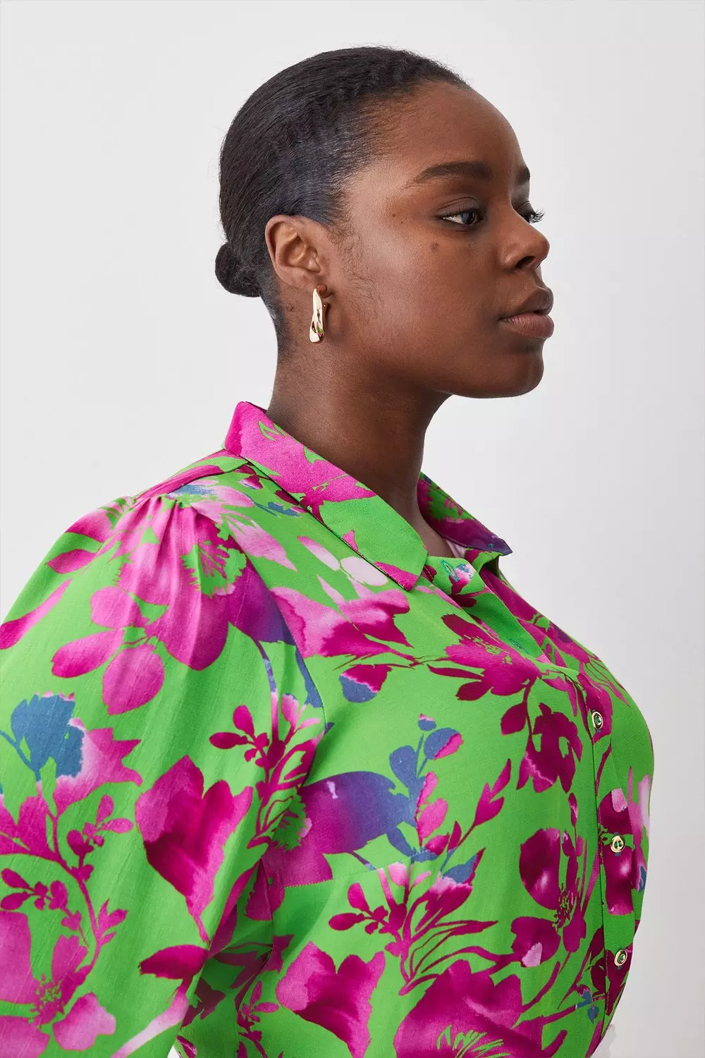 Plus Size Silhouette Floral Woven Shirt | Karen Millen