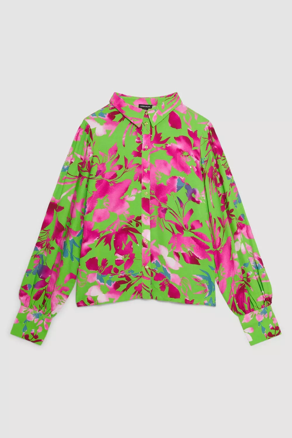 Plus Size Silhouette Floral Woven Shirt | Karen Millen