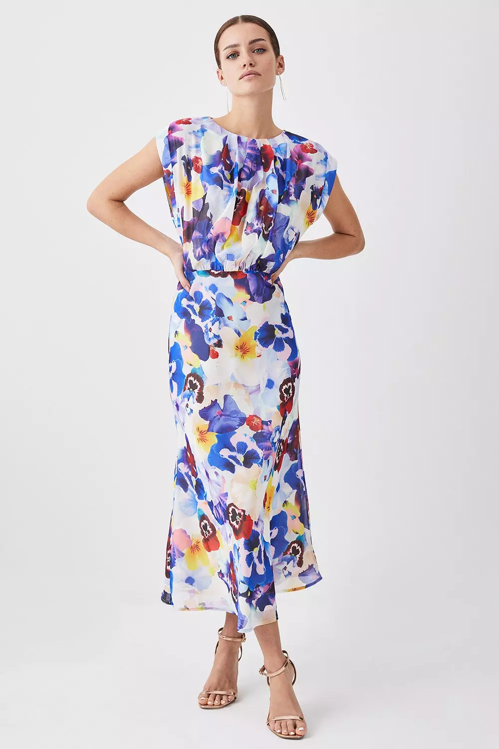 Petite floral dresses with sleeves hot sale