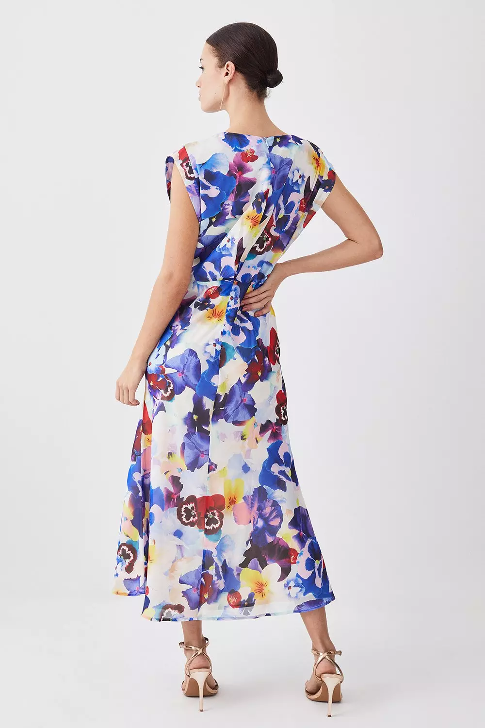 Petite Floral Georgette Cap Sleeved Woven Midi Dress | Karen