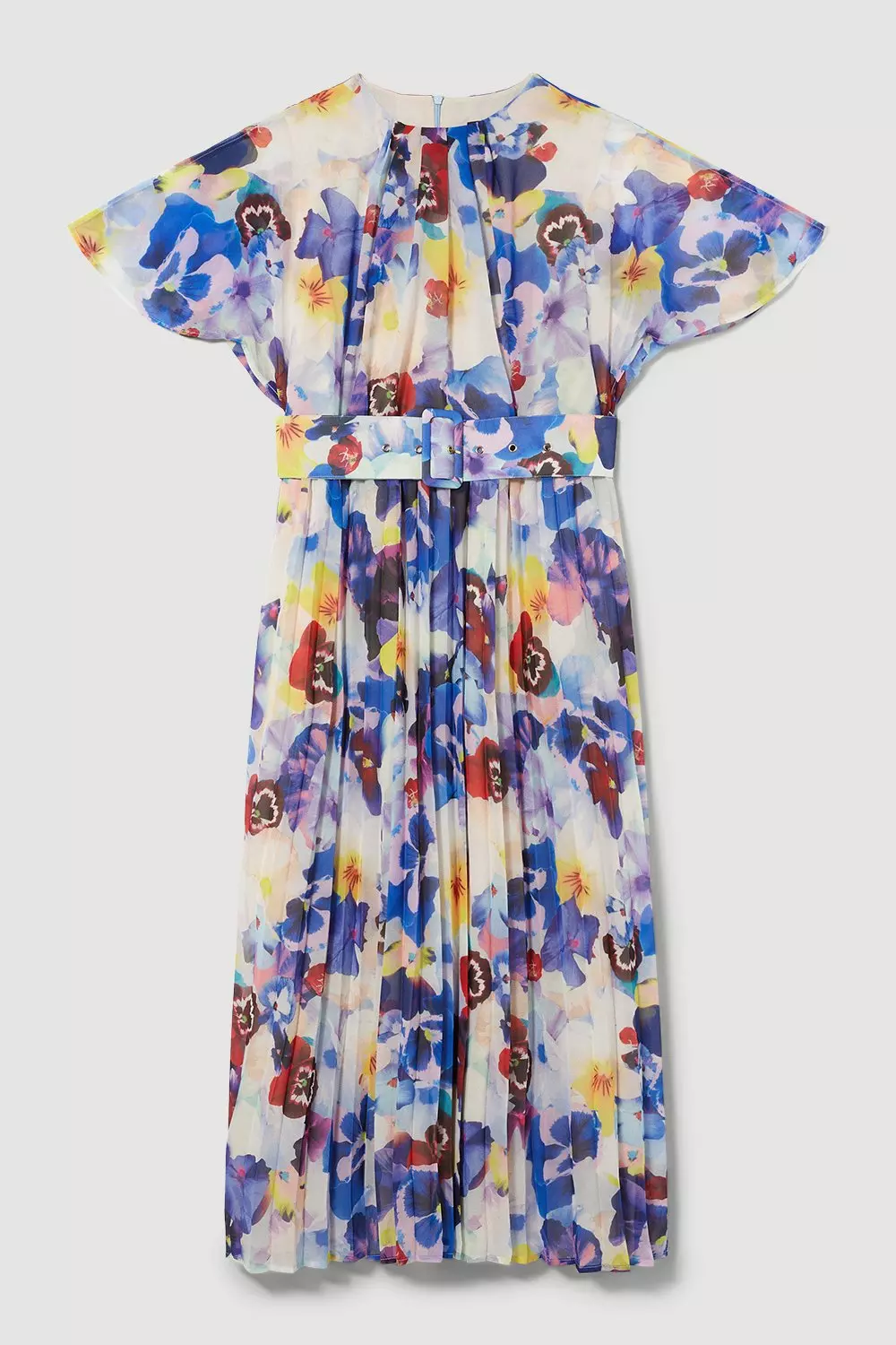 Plus Size Floral Georgette Pleated Belted Woven Midi Dress alternative image