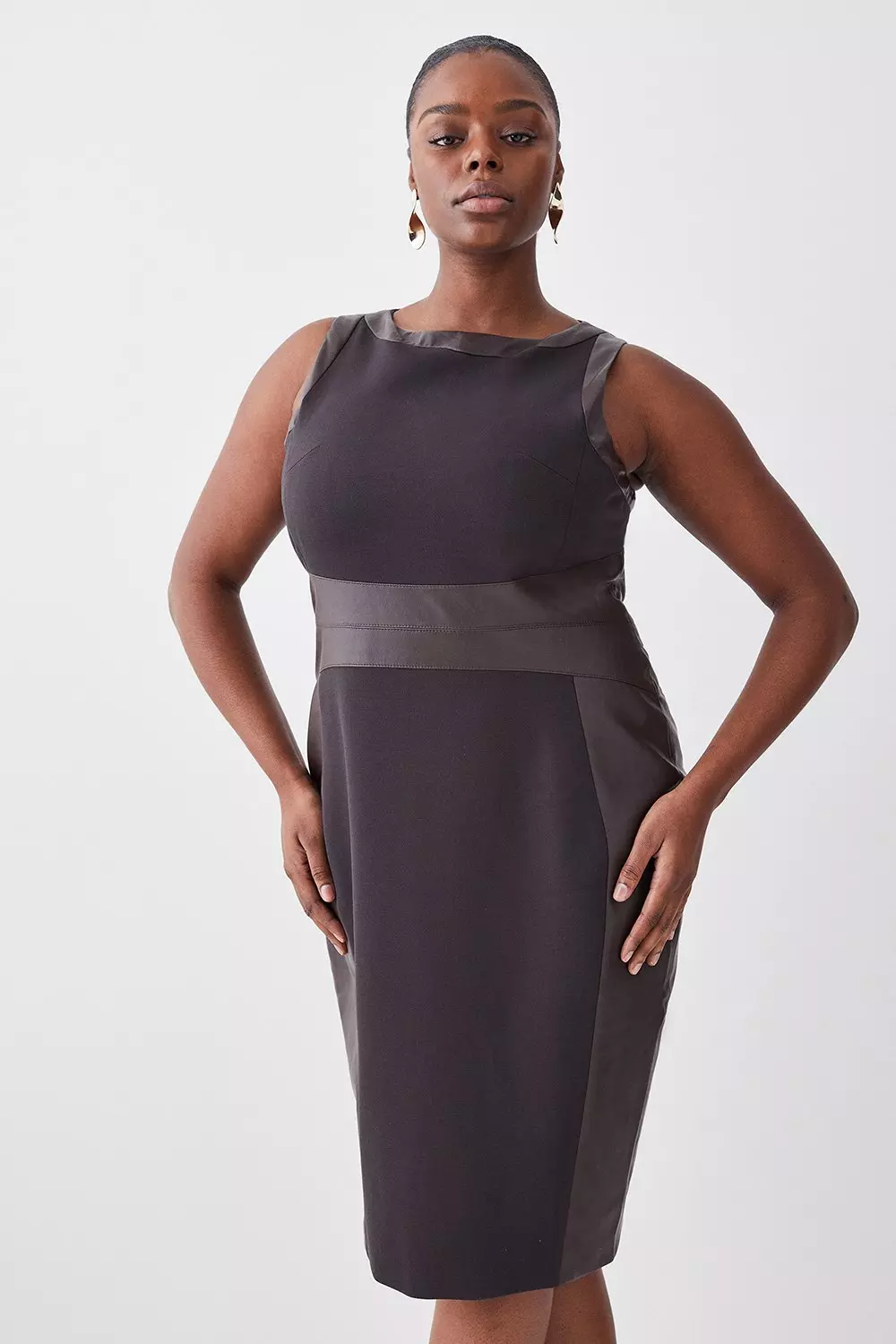 Black faux leather dress plus size sale