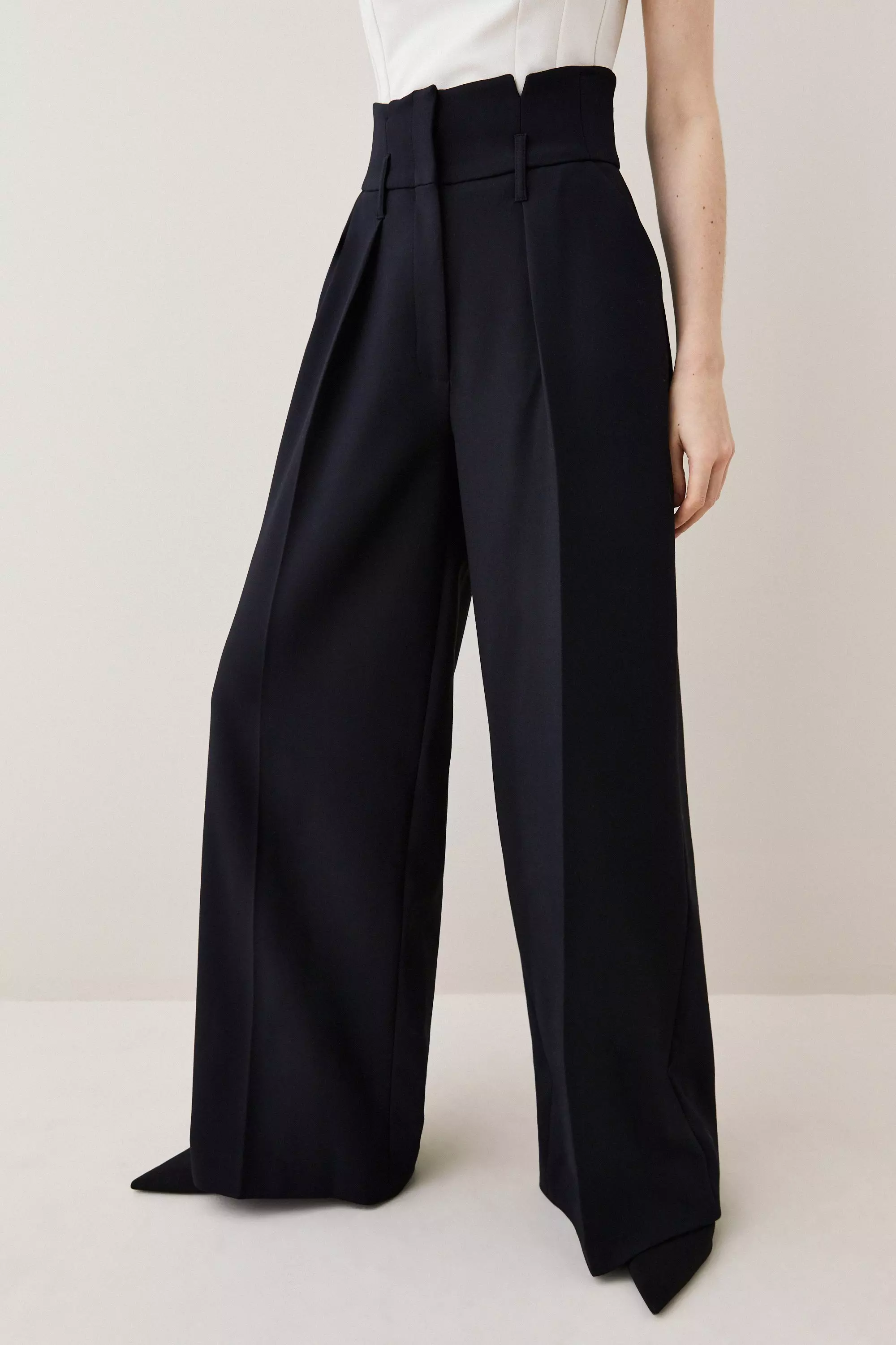 Tall Compact Stretch High Waist Wide Leg Trouser Karen Millen