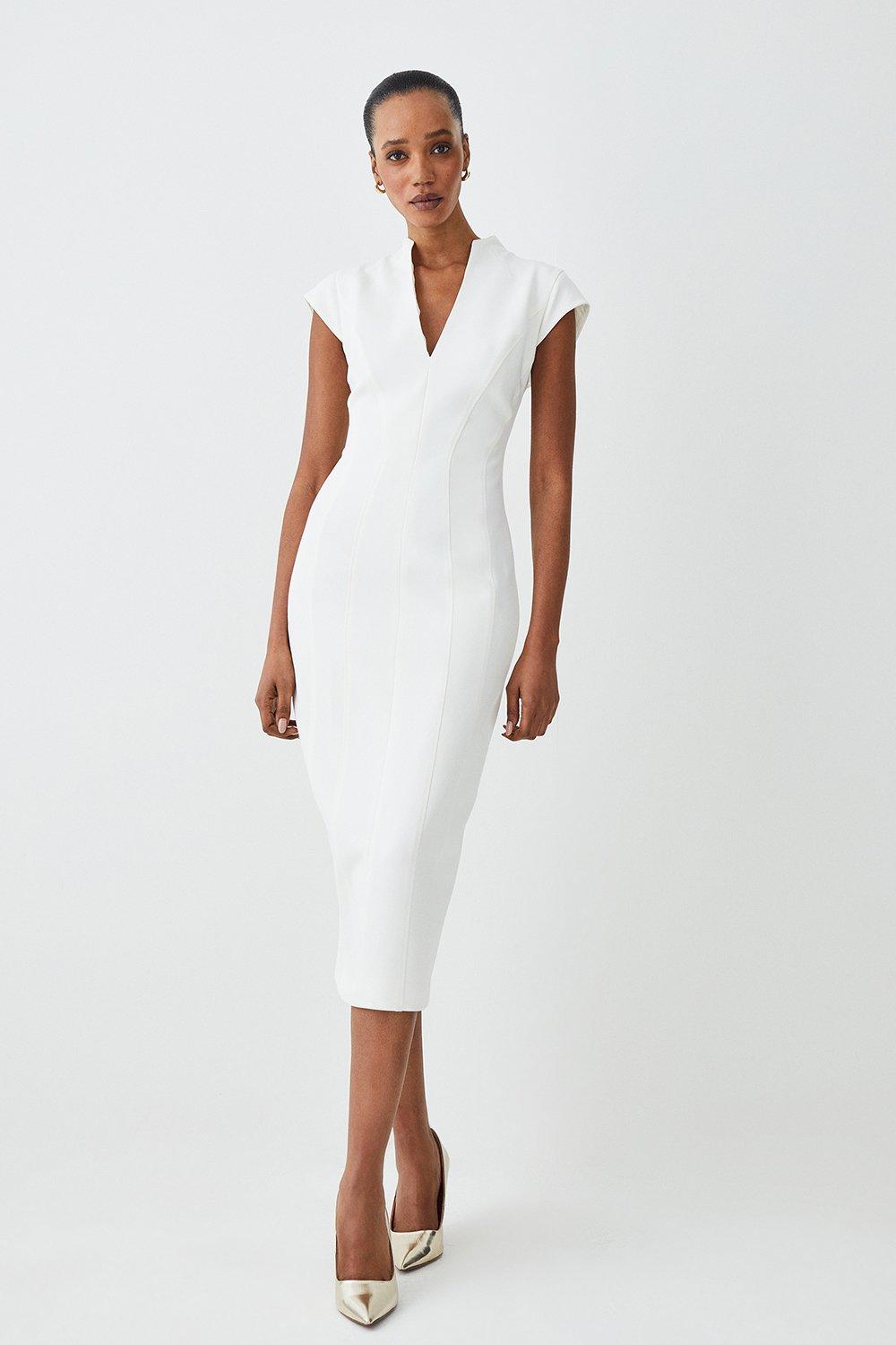 Petite Structured Crepe Forever Midi Dress Karen Millen