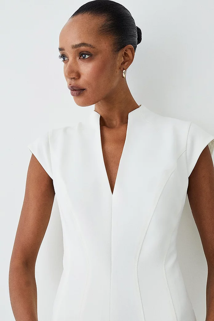 Petite Structured Crepe Forever Midi Dress | Karen Millen Petite Structured Crepe Forever Midi Dress | Karen Millen