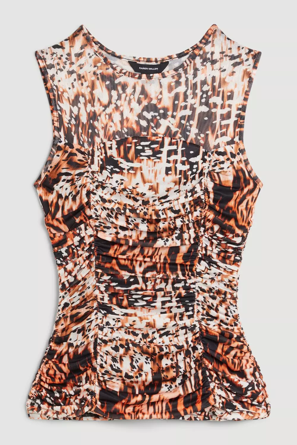 Leopard Print Mesh Ruched Jersey Top alternative image
