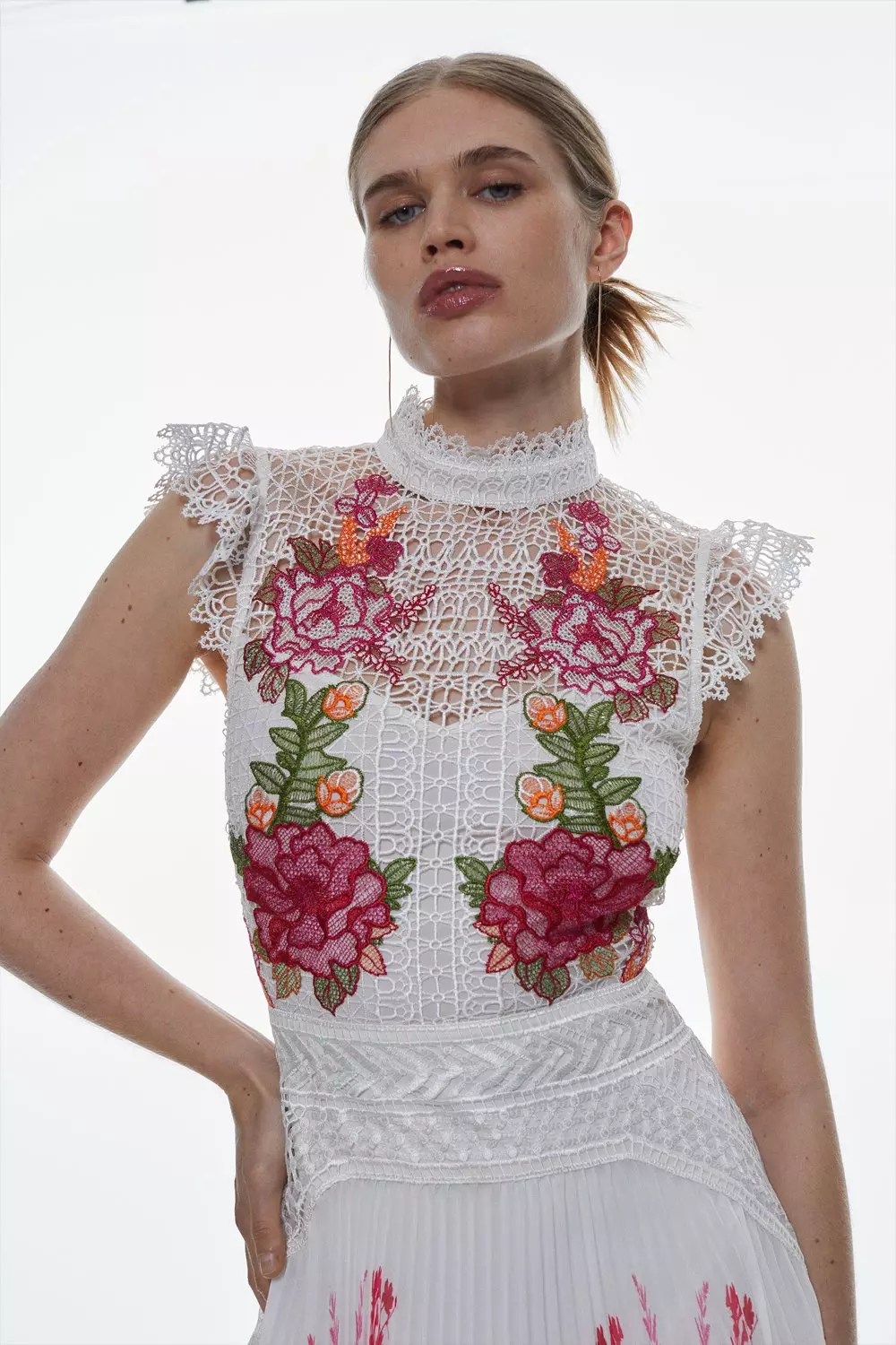 ◆Karen Millen◆Guipure Lace Mirrored Floral◆ミディドレス◆ ◇Karen Millen◇Guipure Lace Mirrored Floral◇ミディドレス◇