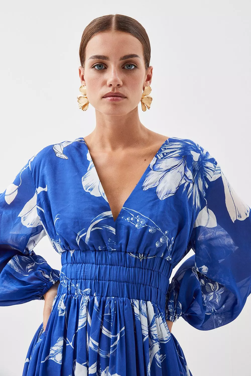 【KAREN MILLEN】コットンベルト ホルターフルスカートドレス Cotton Eyelet Belted Woven Maxi Shirt Dress | Karen Millen