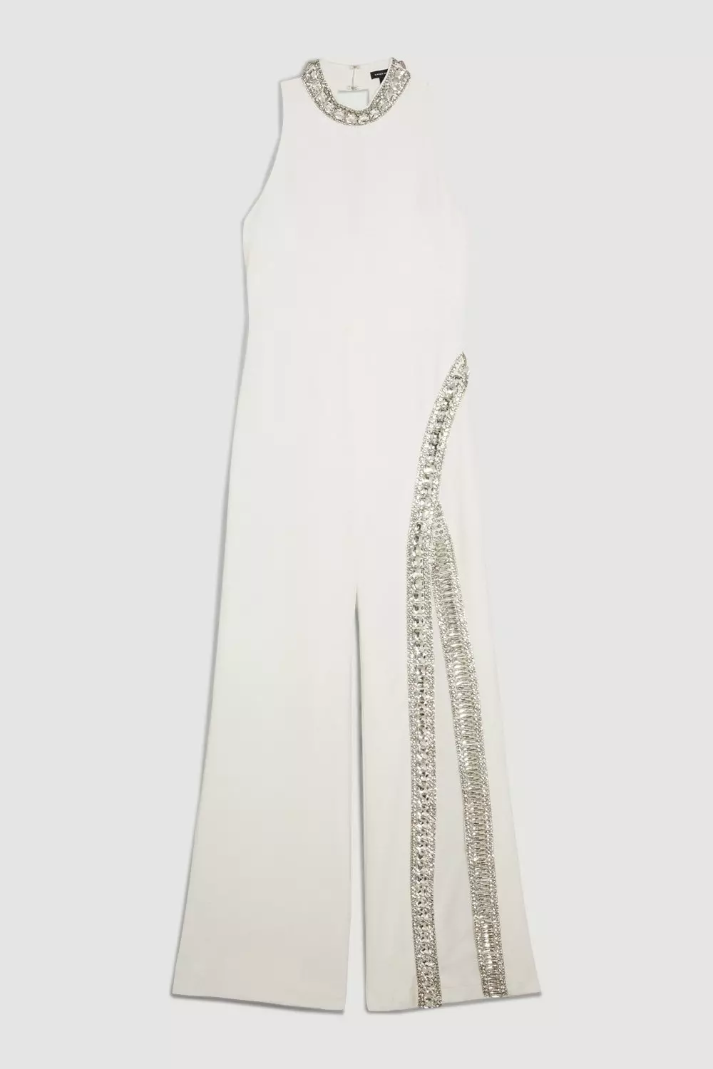 Crystal Embellished Woven Thigh Split Jumpsuit | Karen Millen