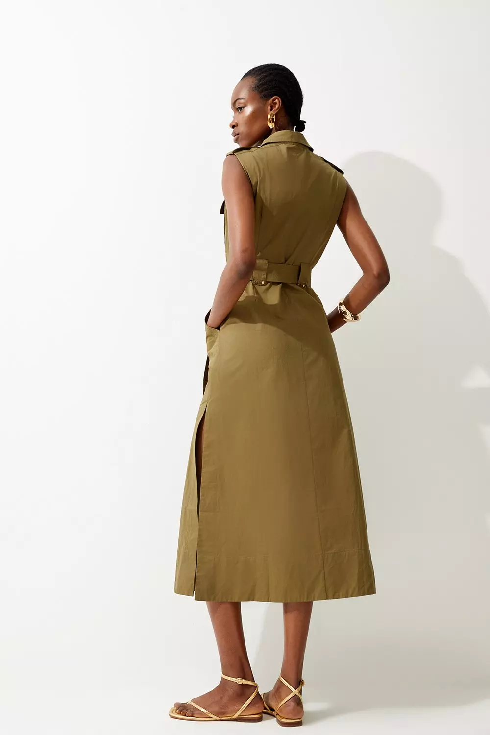 ● VIVASTUDIO ● WOMAN BELTED DRESS [KHAKI] SALE!! ZARA NWT SS22 WOMAN KHAKI BELTED TUNIC DRESS REF 2298