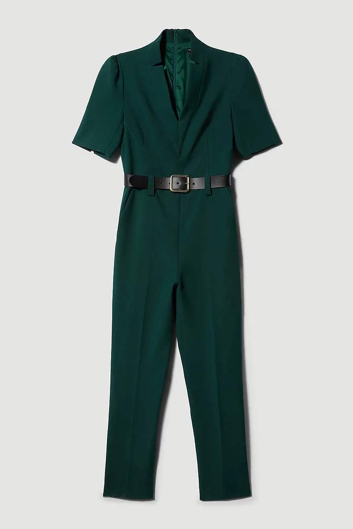 Petite Compact Stretch Forever Belt Jumpsuit | Karen Millen Petite Compact Stretch Forever Belt Jumpsuit | Karen Millen