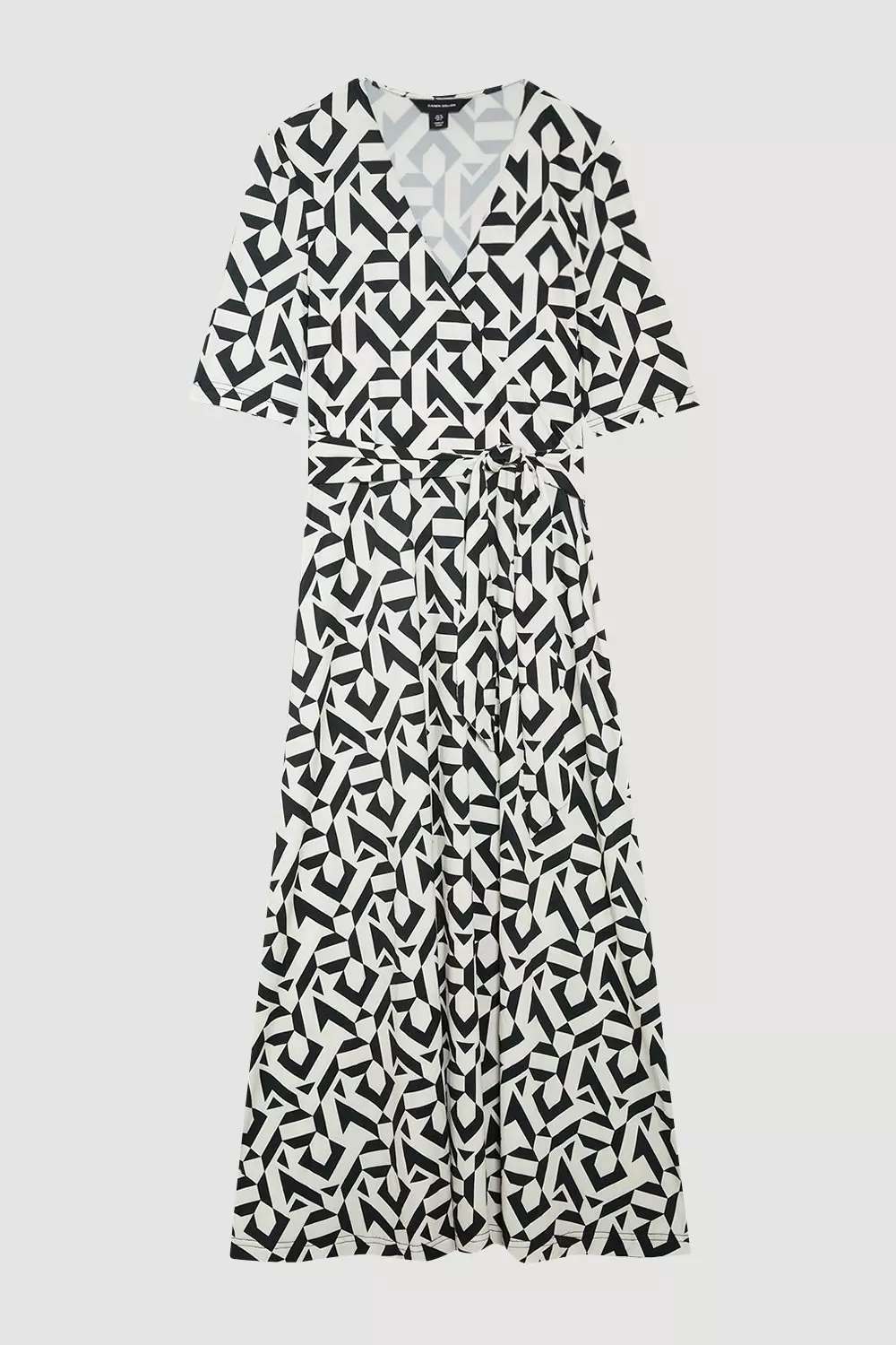 Mono Half Sleeve Geometric Printed Jersey Wrap Midi Dress  alternative image