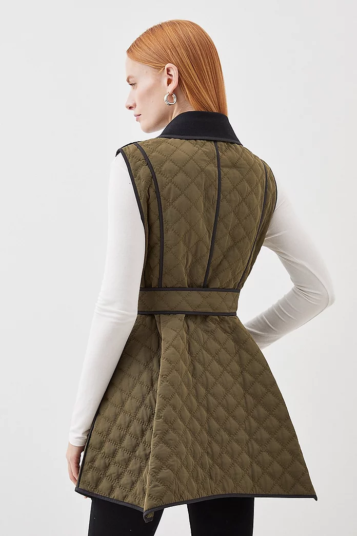 Quilted Peplum Belted Vest | Karen Millen Quilted Peplum Belted Vest | Karen Millen