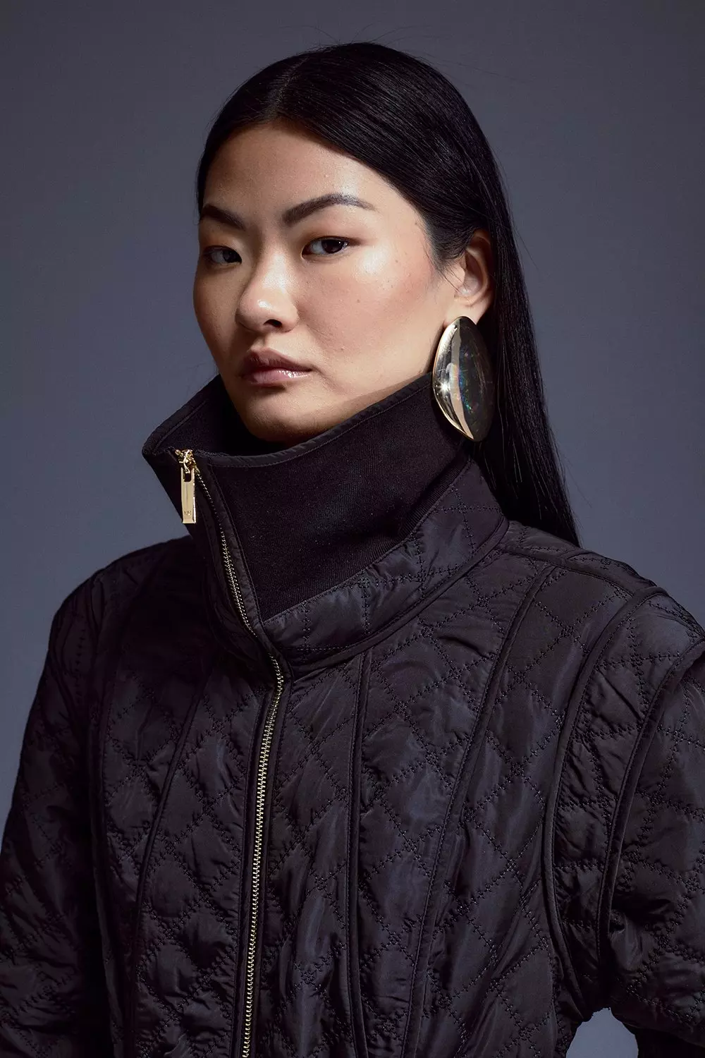 日本未入荷★Karen Millen 襟付き無地ファーコート 日本未入荷☆Karen Millen ファー襟付きファーコート