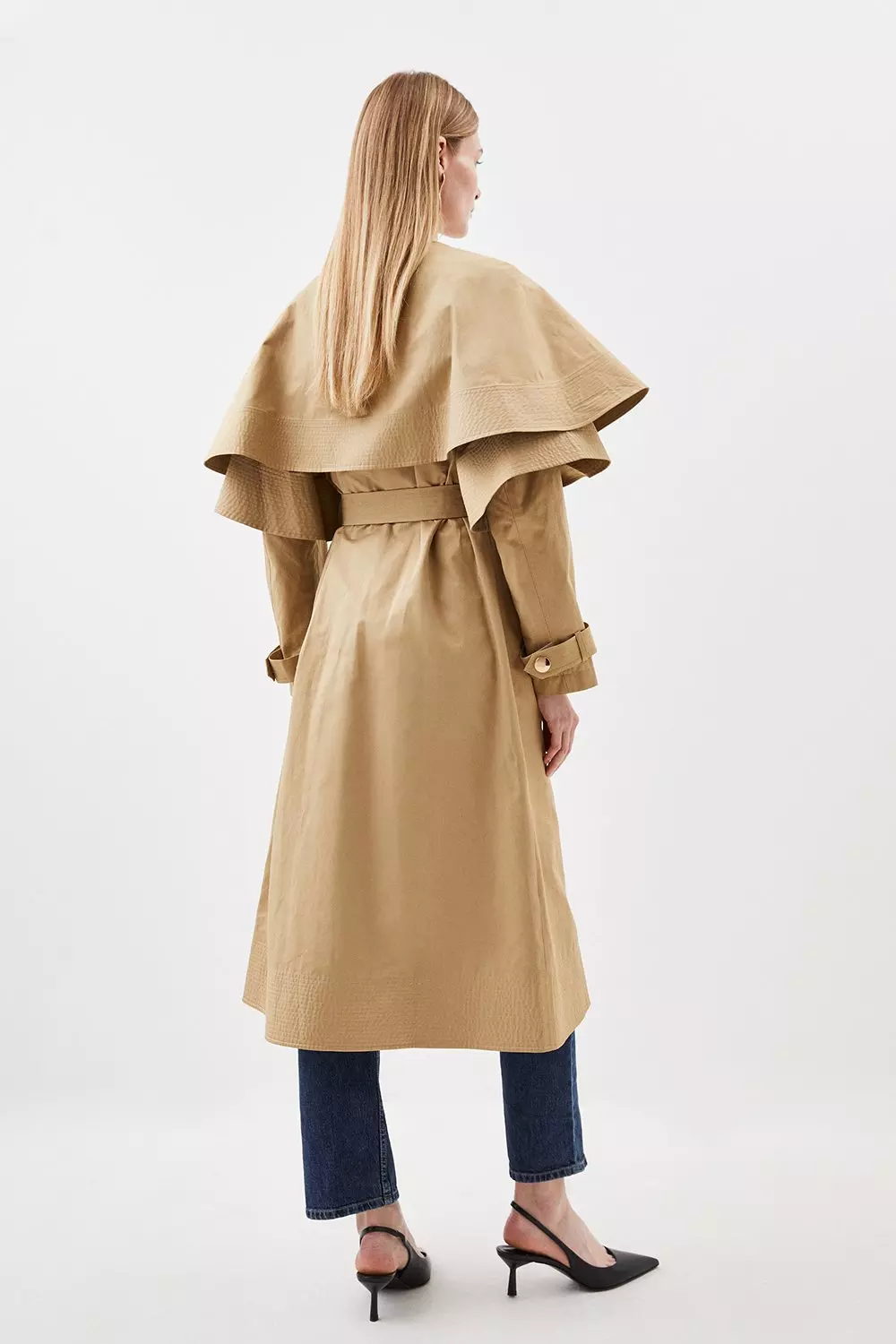 Layered Storm Flap Belted Trench Coat | Karen Millen