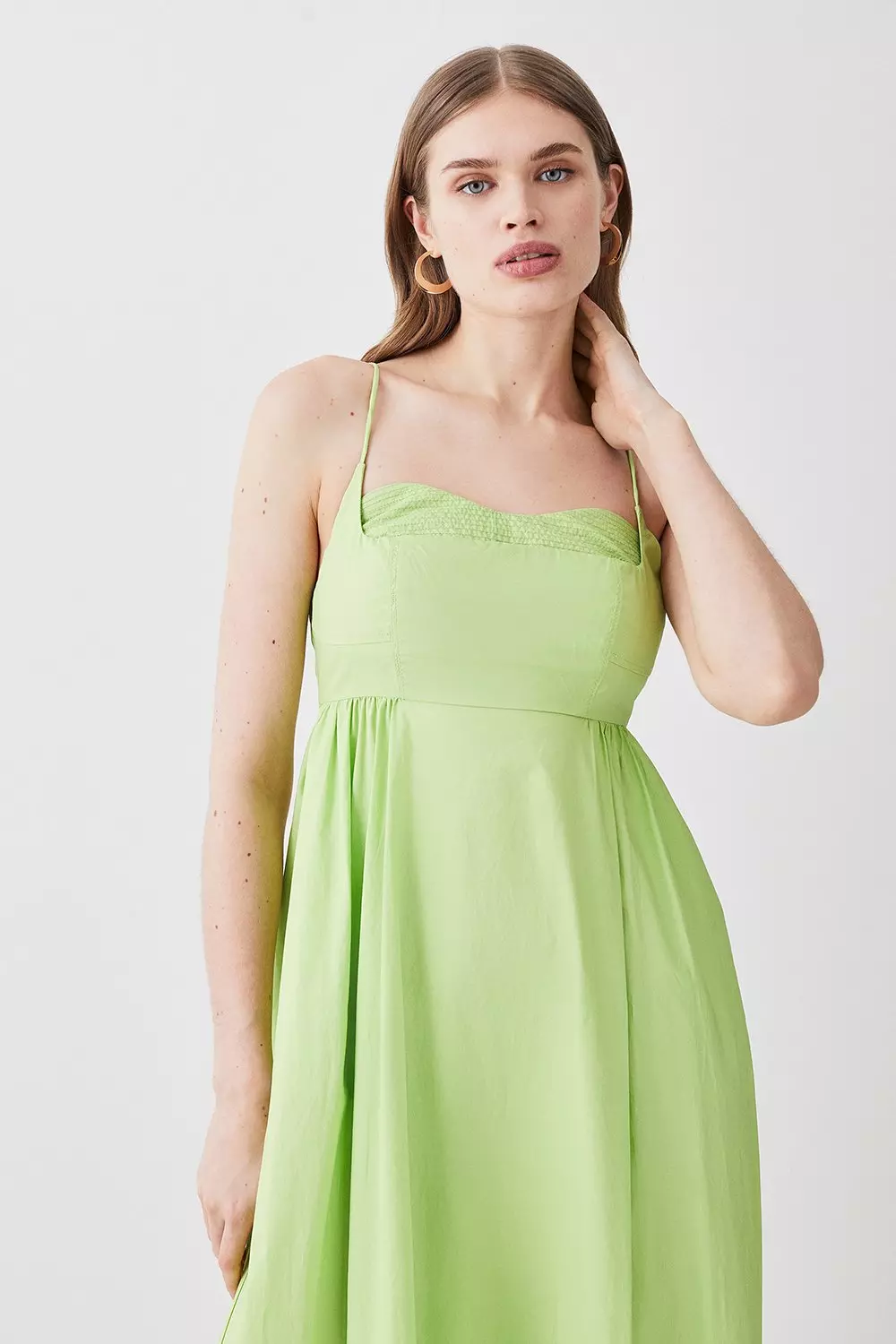 Cotton Topstitch Strappy Maxi Dress alternative image