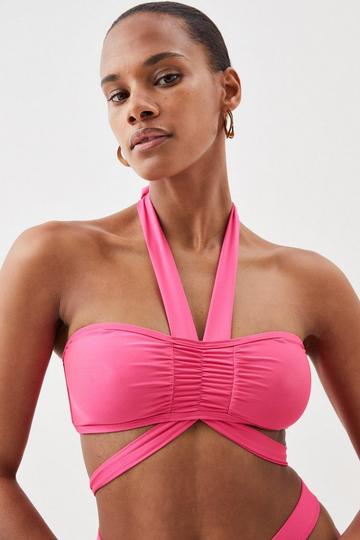 Pink Halter Neck Bikini Top