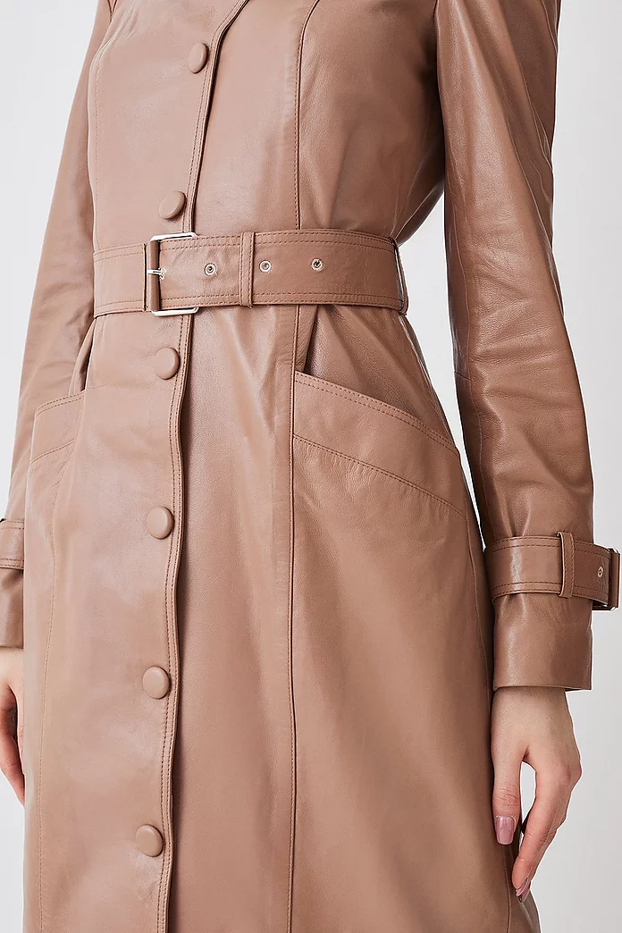 Leather Maxi Trench Coat | Karen Millen Leather Maxi Trench Coat | Karen Millen