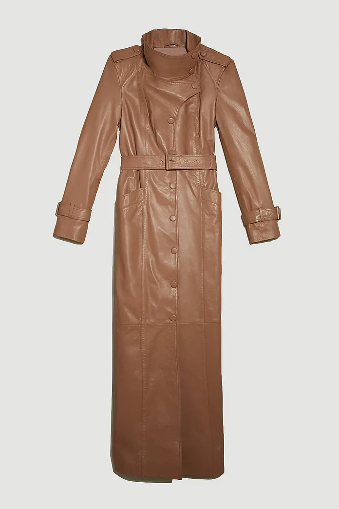 Leather Maxi Trench Coat | Karen Millen Leather Maxi Trench Coat | Karen Millen