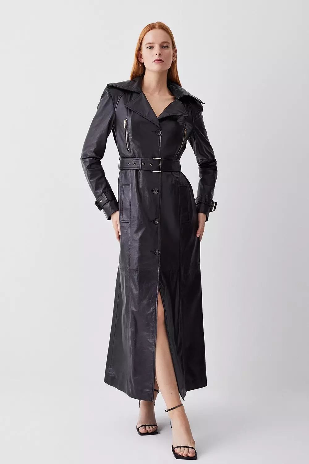 Karen millen leather trench best sale