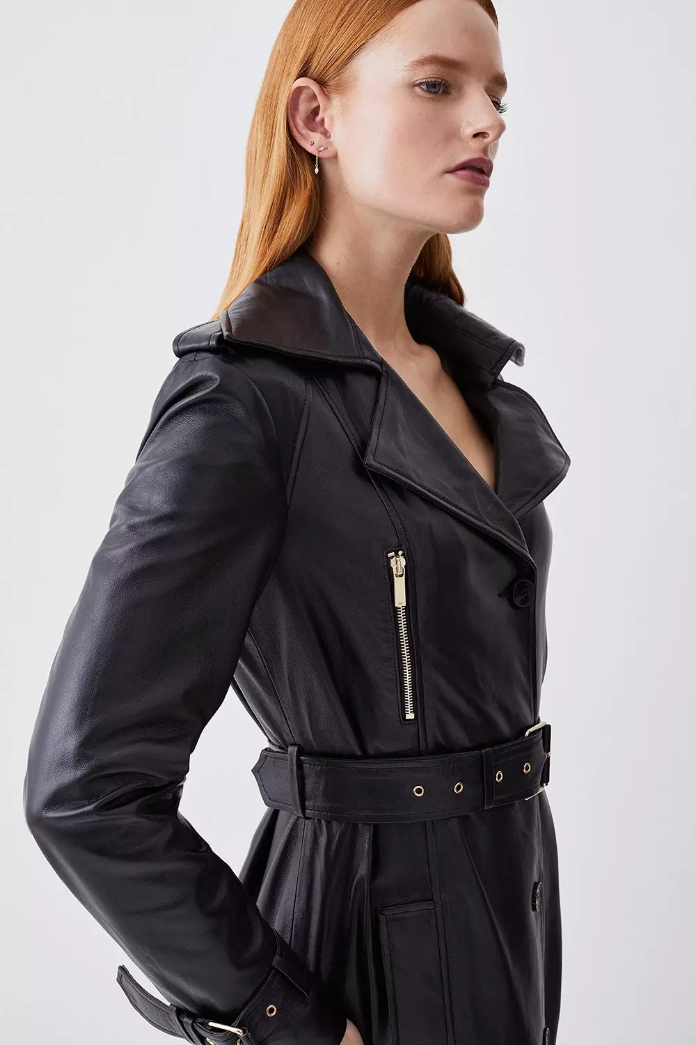 Karen millen leather trench coat best sale