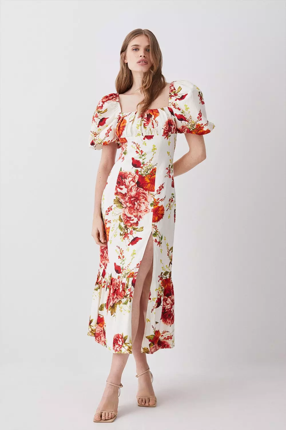 [KIMHEKIM]BICOLOR COTTON-LINEN MIDI DRESS/追跡付 SIMKHAI - Kittiya Cotton Midi Dress in Periwinkle Sky Multi