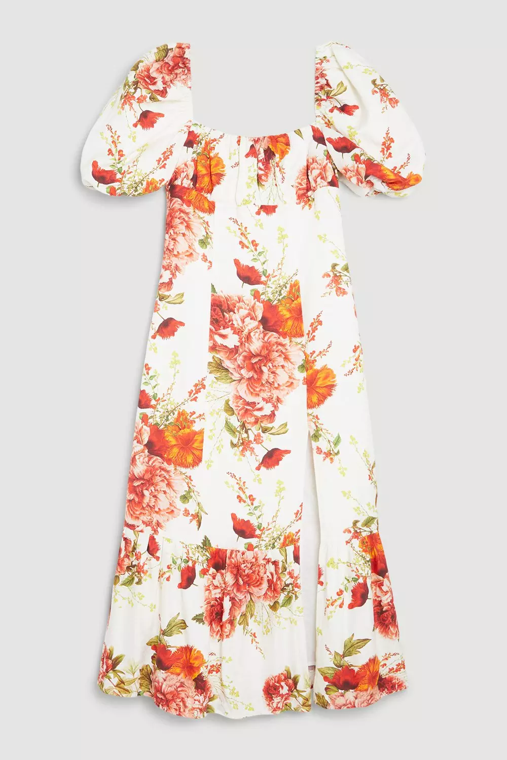 Rose Print Linen Viscose Woven Midi Dress | Karen Millen
