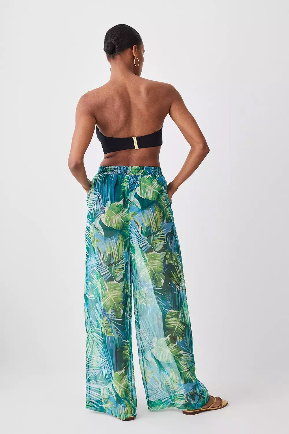 ★Karen Millen★ ジョーゼットワイドレッグビーチパンツ Wide Leg Woven Beach Trousers | Karen Millen