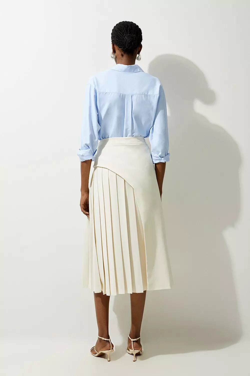 Tailored Buckle Detail Pleated Midi Skirt | Karen Millen