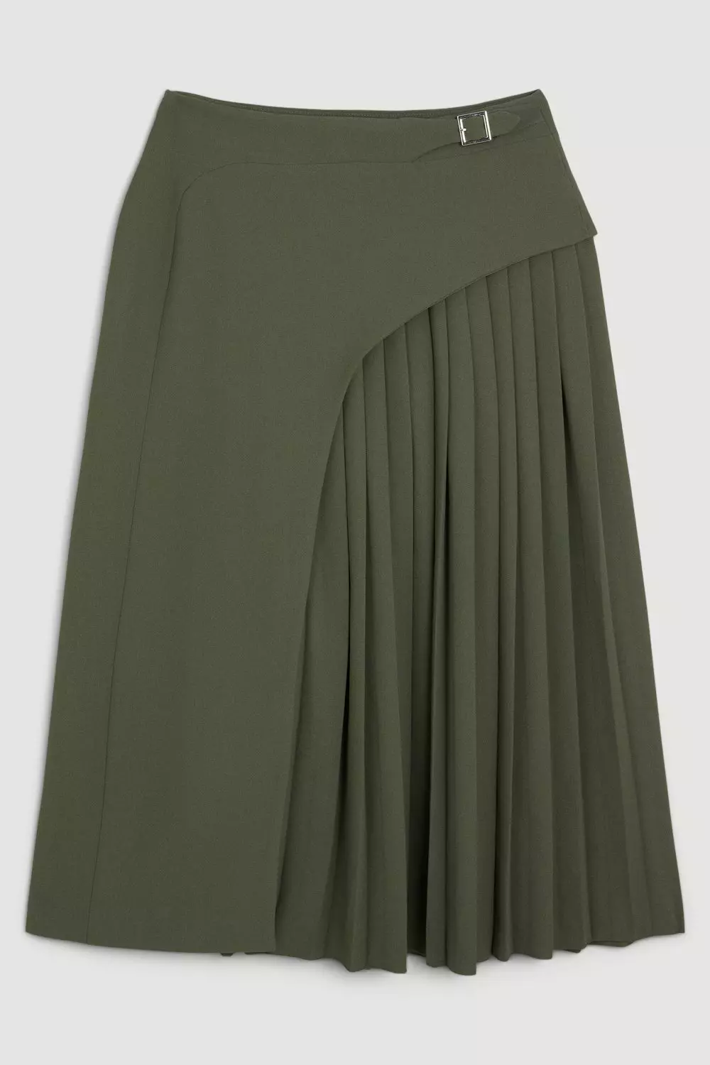 Tailored Buckle Detail Pleated Midi Skirt Karen Millen