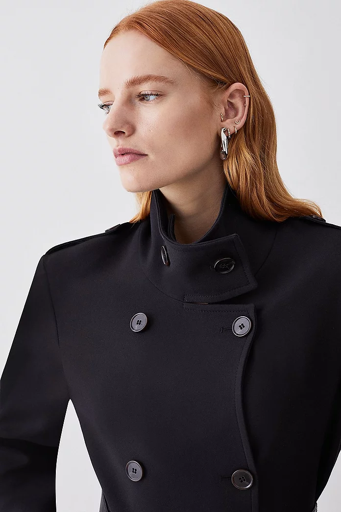 Compact Stretch Belted Double Breasted Maxi Coat | Karen Millen Compact Stretch Belted Double Breasted Maxi Coat | Karen Millen