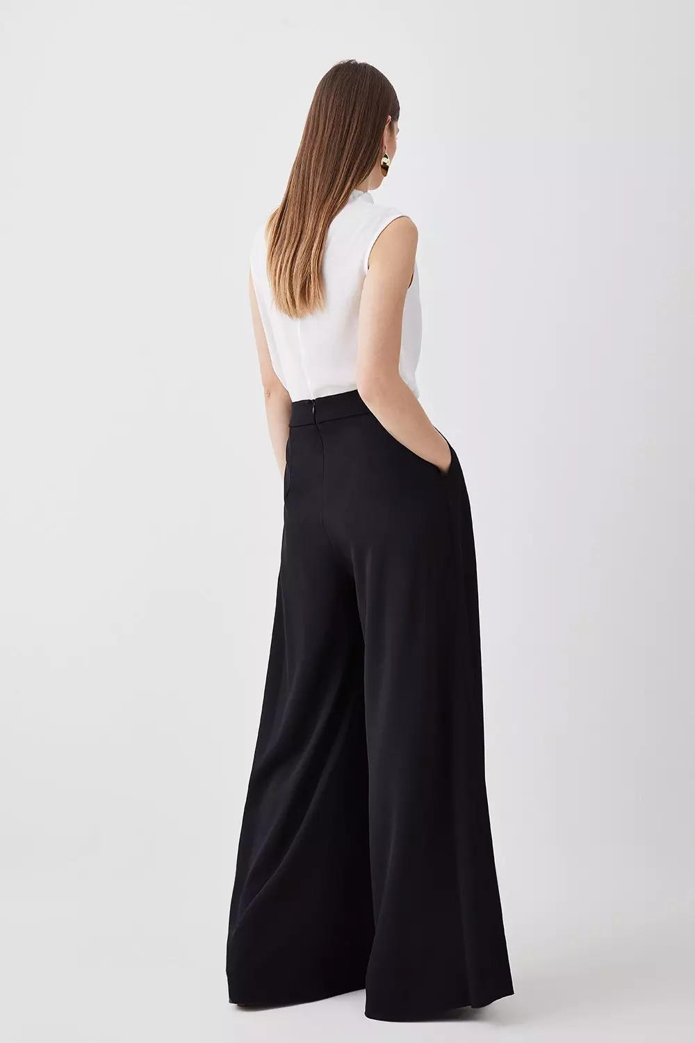 Tailored Pleat Detail Wide Leg Trouser Karen Millen