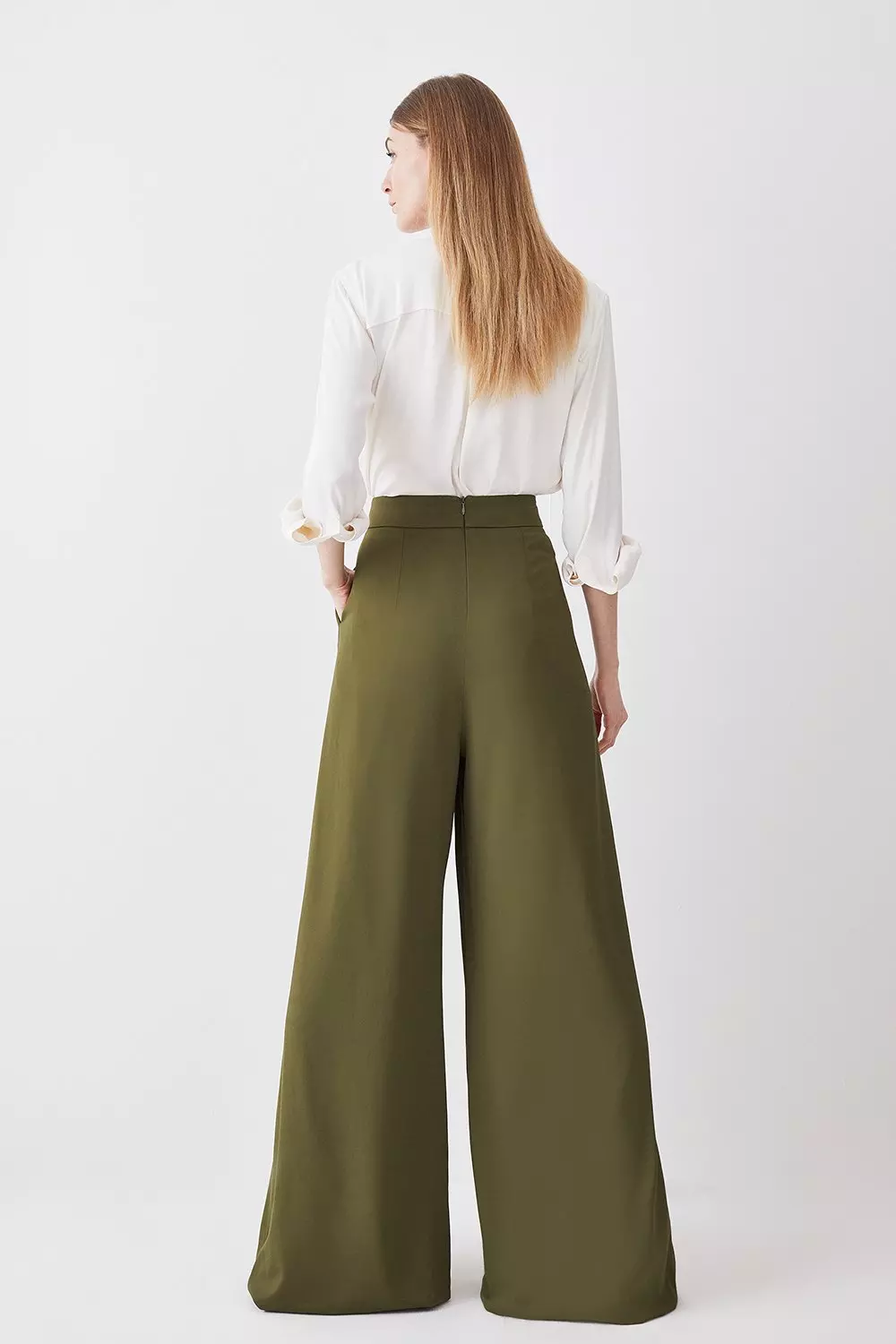 【PORTERNA】High laun trousers Women Shiny Patent Leather Pants High Waist with Chain