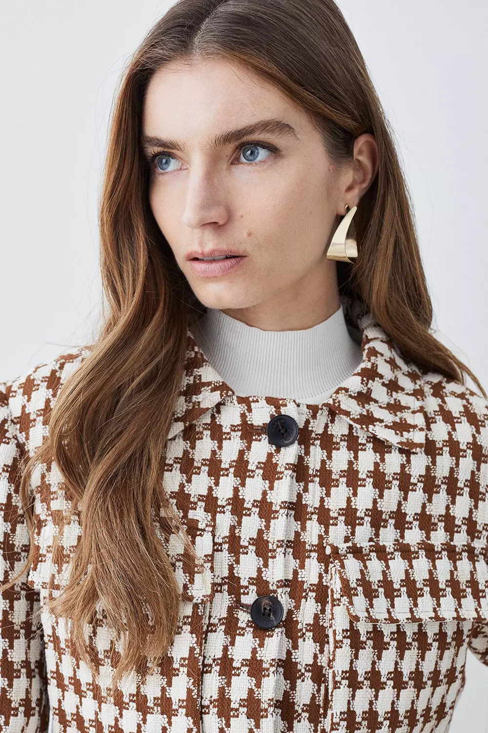 Check Tweed Cropped Jacket Karen Millen