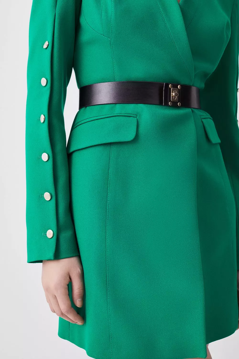 KAREN MILLEN コンパクト ストレッチ オーバーサイズ ブレザー Compact Stretch Woven Shirt With Zip Detail | Karen Millen