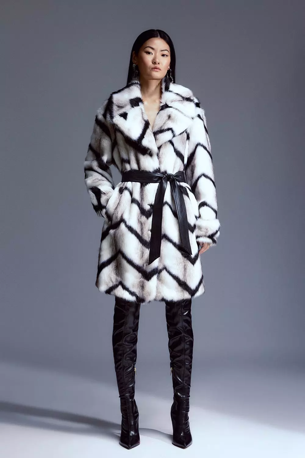 Karen millen fur coat on sale