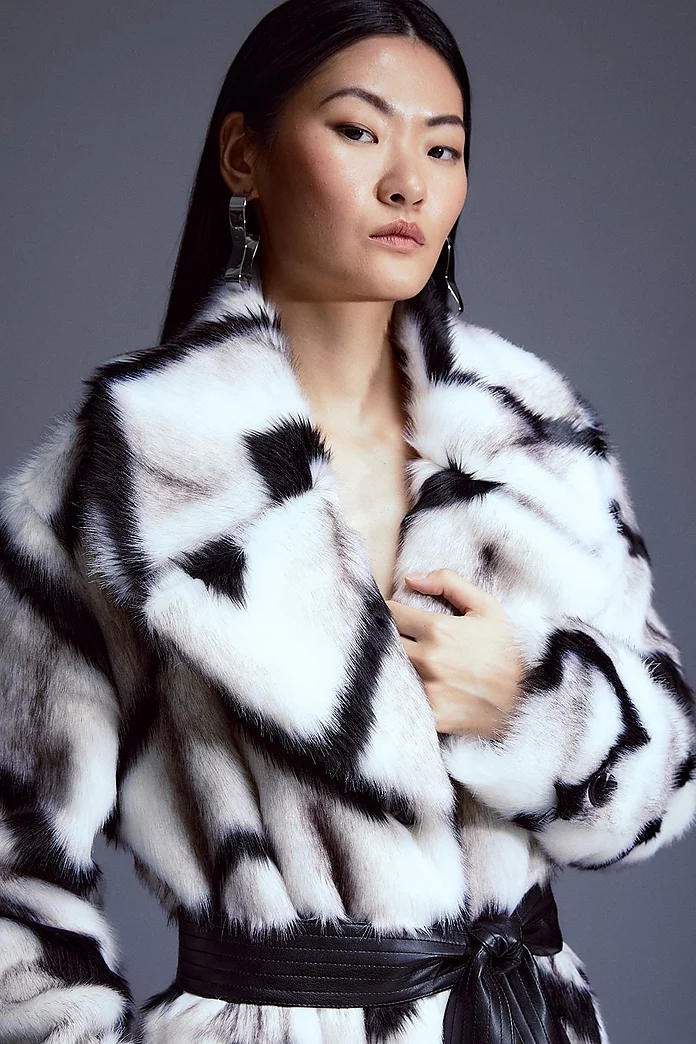 Mono Faux Fur Belted Longline Coat | Karen Millen Mono Faux Fur Belted Longline Coat | Karen Millen