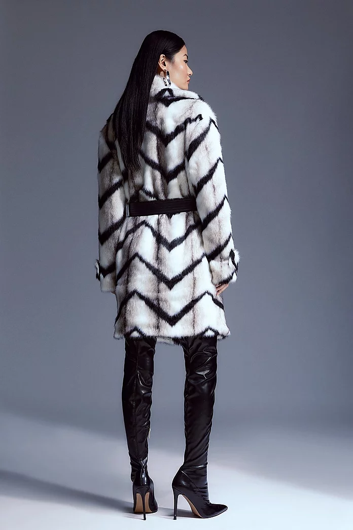 Mono Faux Fur Belted Longline Coat | Karen Millen Mono Faux Fur Belted Longline Coat | Karen Millen