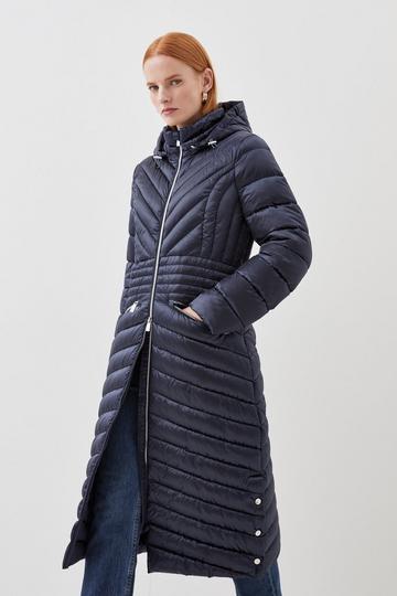 Navy Lightweight Knee Length Packable Coat