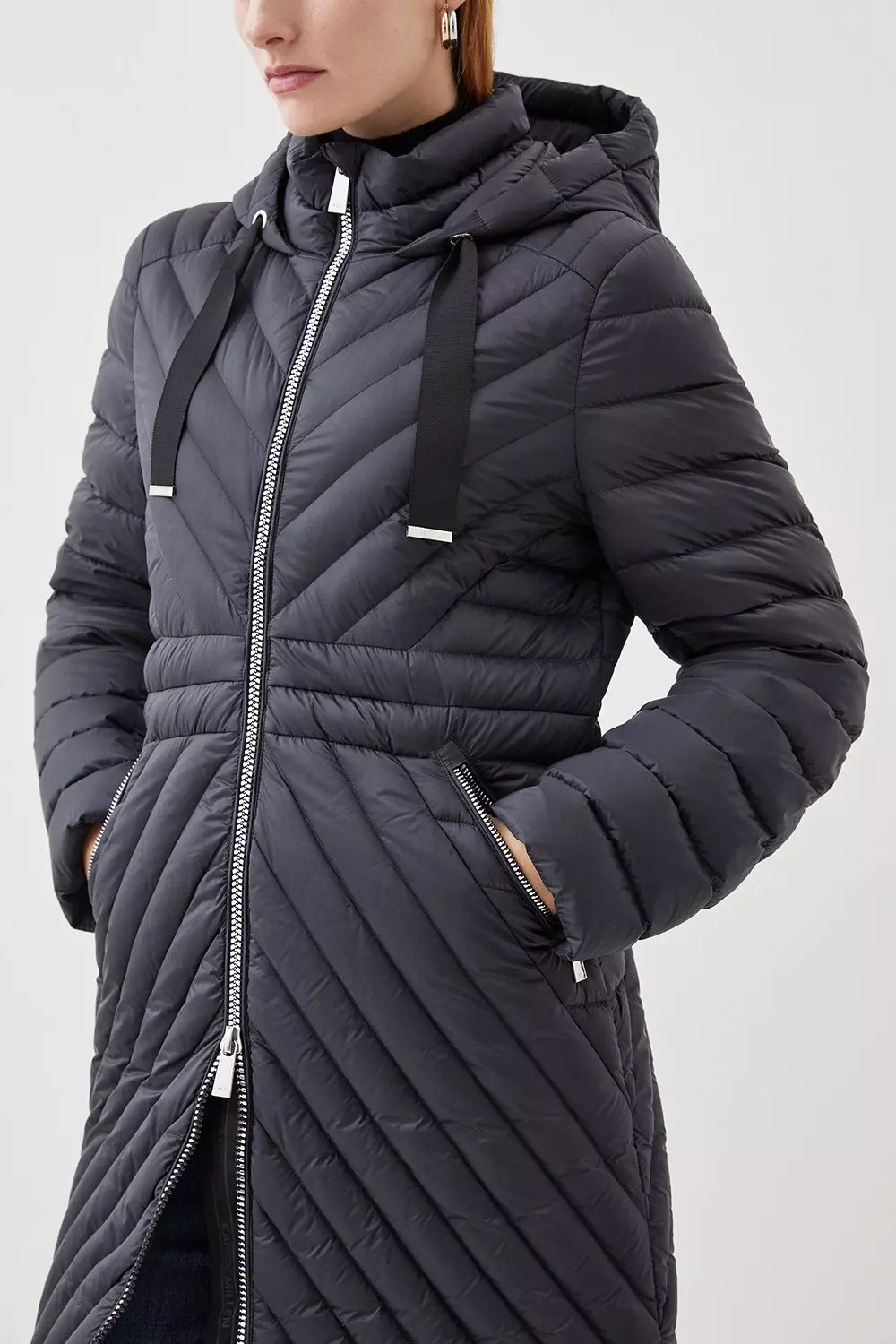 Knee length puffer coat on sale