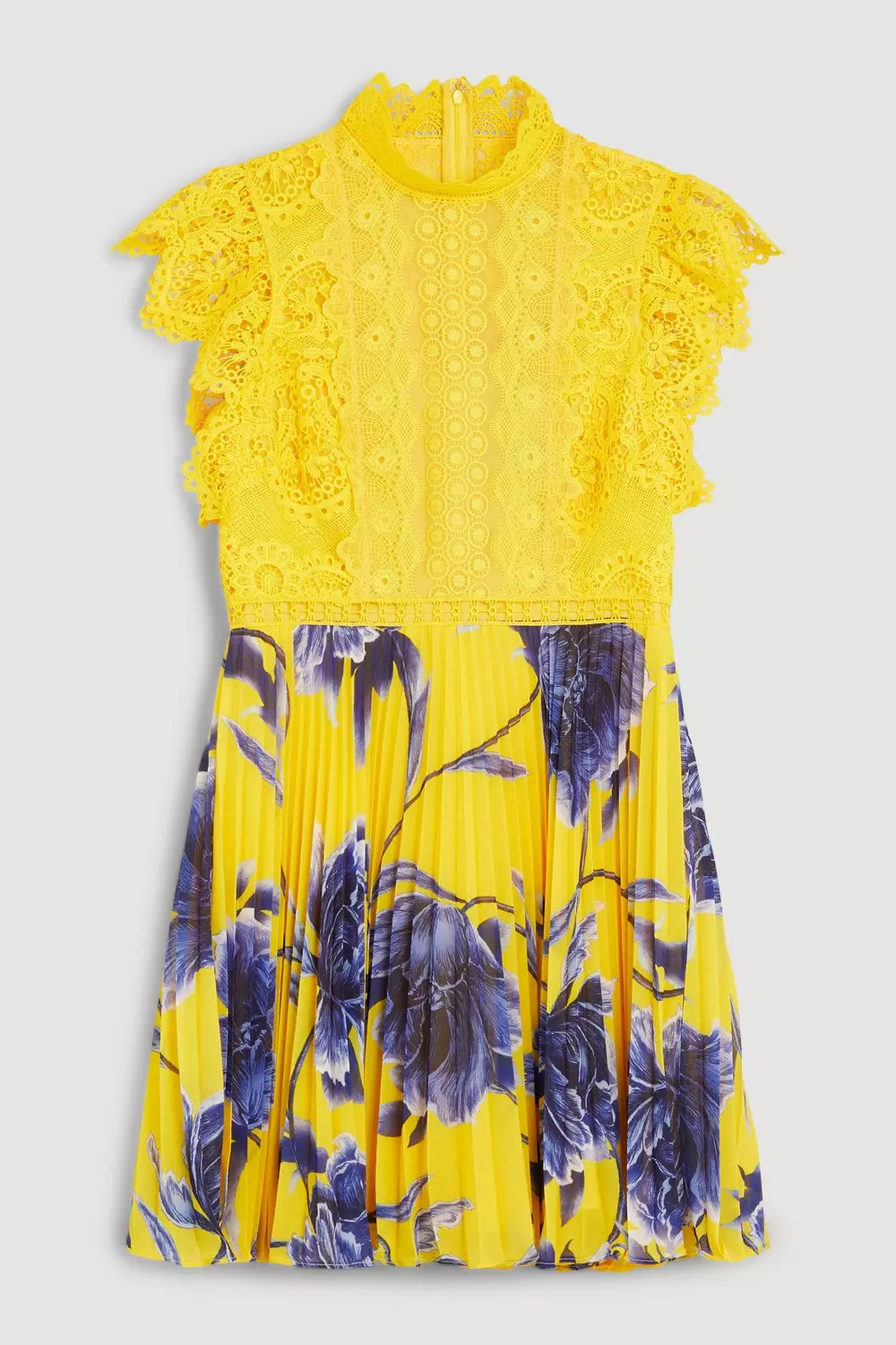 Guipure Lace Mirrored Floral Pleated Woven Mini Dress Karen Millen