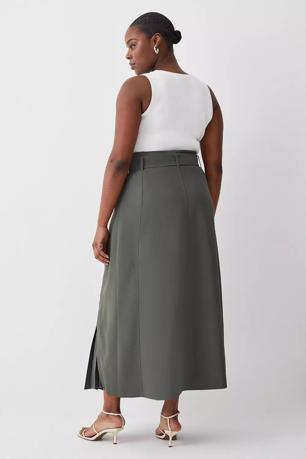 Belted wrap midi skirt hotsell