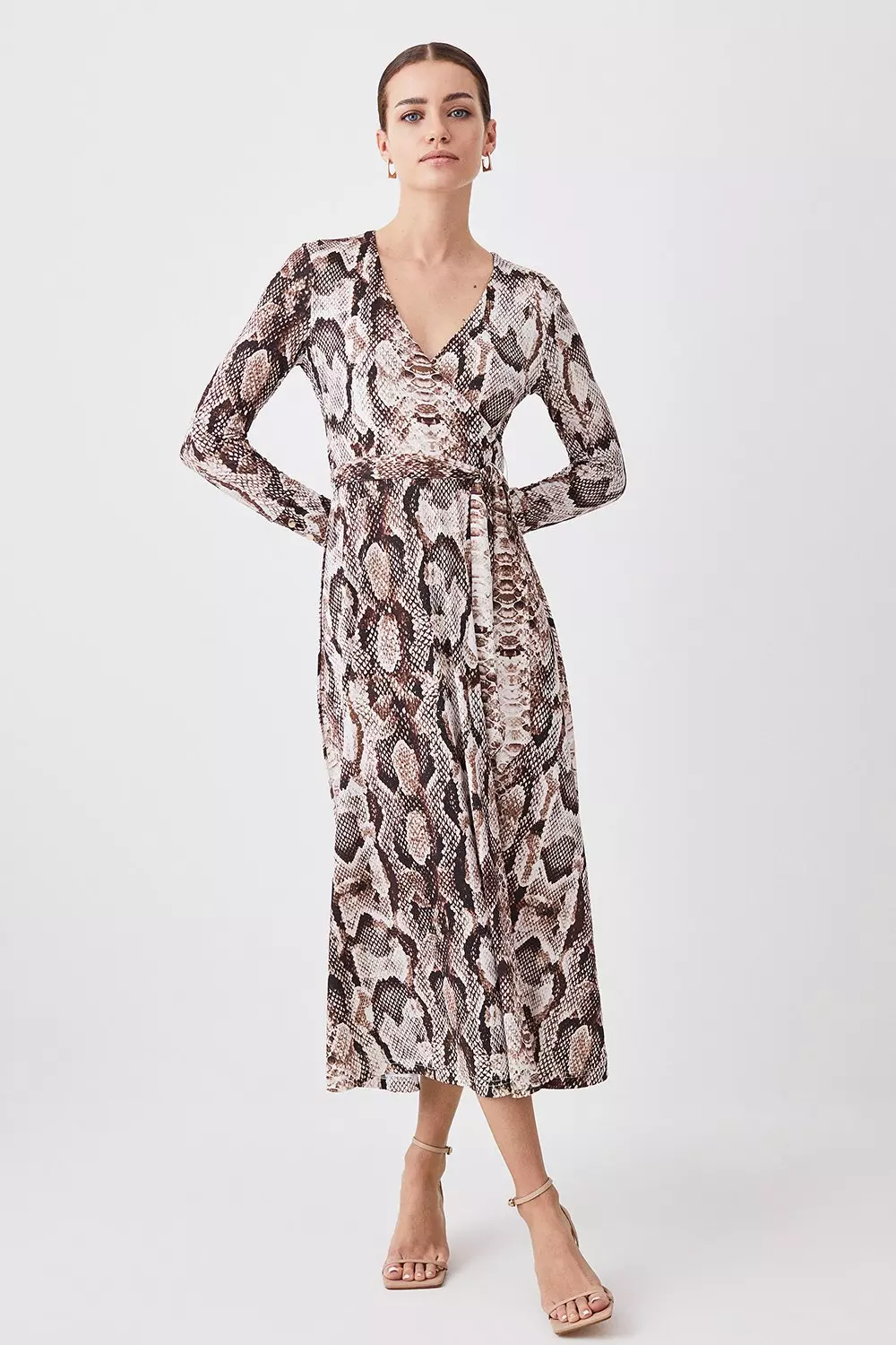 Petite Snake Print Wrap Jersey Midi Dress Karen Millen