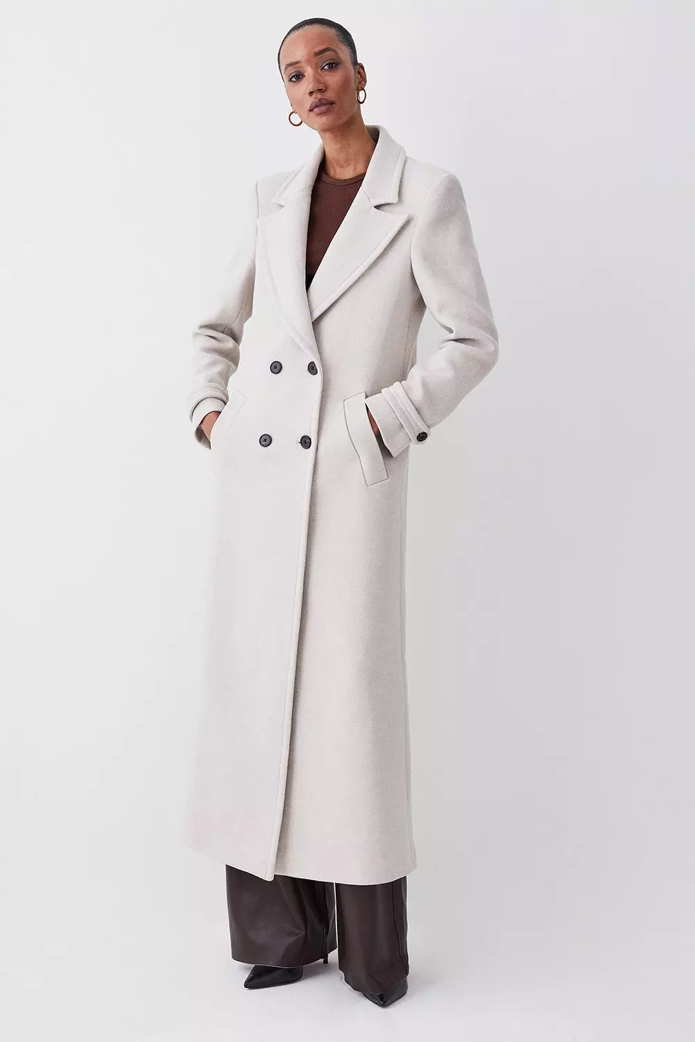 Petite Italian Wool Double Breasted Coat Karen Millen